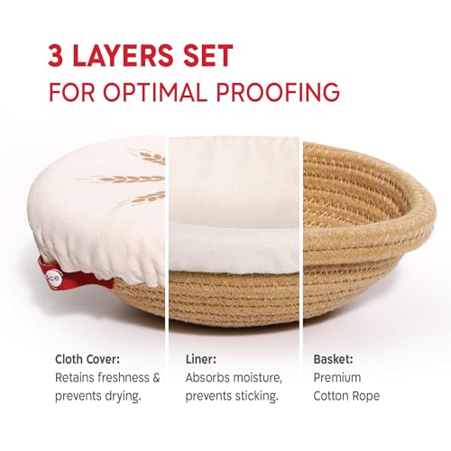 Cotton Rope Banneton Bread Proofing Basket Set (2xRound Baskets)