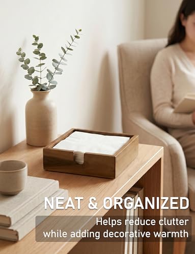 Acacia Lunch Napkin Holder 7.8 x 7.8 inches for Dining Table and Kitchen (7x7x1.5 Inch Lunch Napkin Holder)