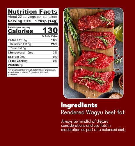 Wagyu Republic Beef Tallow ⎸11oz Glass Jar (11 Ounce (Pack of 1))