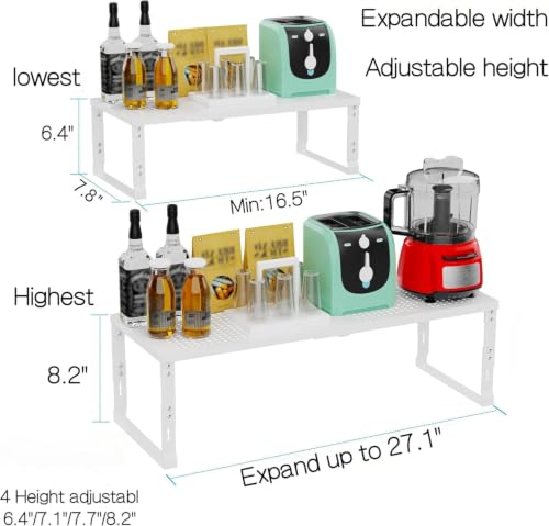 Heavy Duty Adjustable Metal Shelf Organizer (3 Packs/White / L:10.2"D x 16.5"W x 8.2"H)