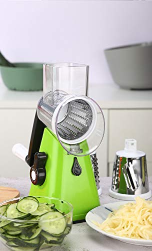 Manual Rotary Potato Grater Kitchen Mandoline Vegetable Slicer (Green)