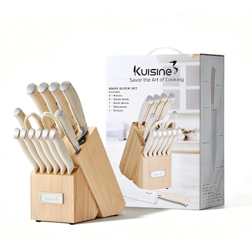 Upgraded Knife Set High Carbon Stainless Steel Sharper Blade Ergonomic Handle (Ivory Pro / 15)