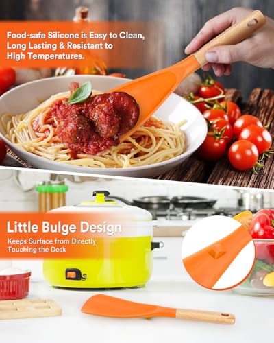 Cooking Spoon and Rice Scooper for Nonstick Cookware (Orange)