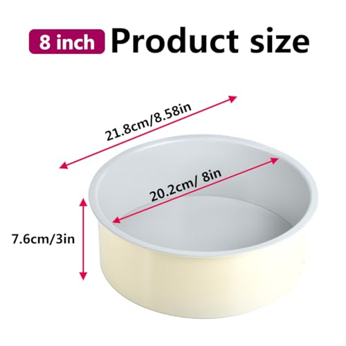 8 inch Cake Pan Removable Bottom Carbon Steel with Nonstick Coating Chiffon Cake Tin Round Shaped Cheese Cake Mould for Baking (8 inch)