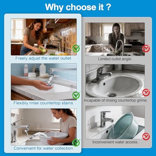 TIDYENDURE 1080° Rotating Faucet Extender (Silver)