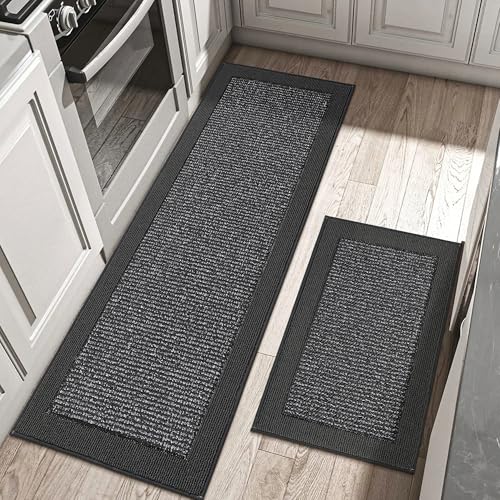 Kitchen Rugs Set of 2 (Charcoal / 20"x32"+20"x48" (Rectangular))