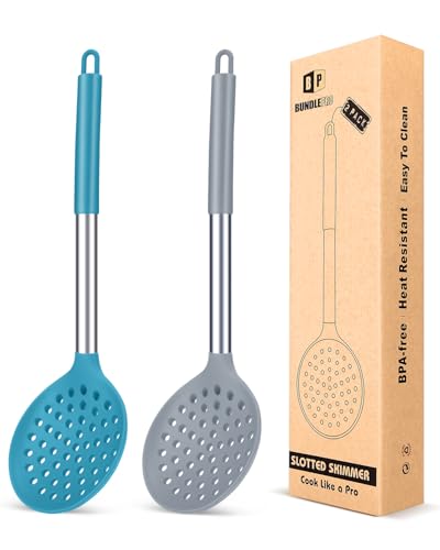 Kitchen Ladle Strainer (Grey and Teal Blue)