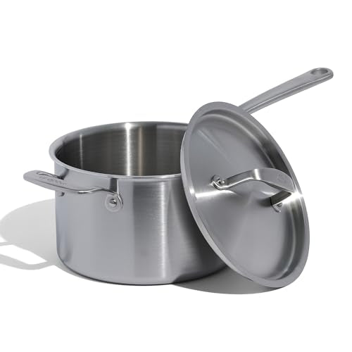 Cookware 4 Quart Stainless Steel Saucepan with Lid (4 QT)
