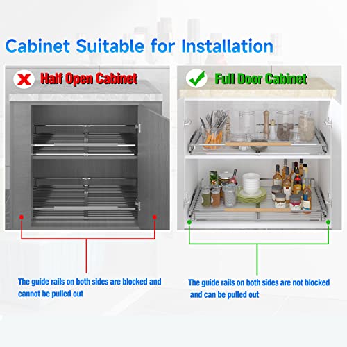 2Pack Expandable Pull Out Cabinet Organizer (2Pack / Small,12.2"~17.9" W x 22.5" D)