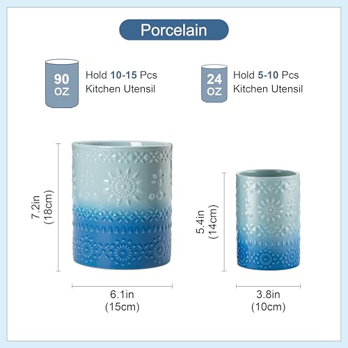 7.2"+5.4" Ceramic Utensil Holder Set of 2 (Oceans / 7.2"+5.4" (Set of 2))