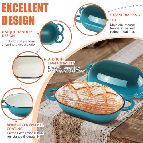 5 QT Enameled Cast Iron Sourdough Bread Oven (BlueGreen / 5 QT)