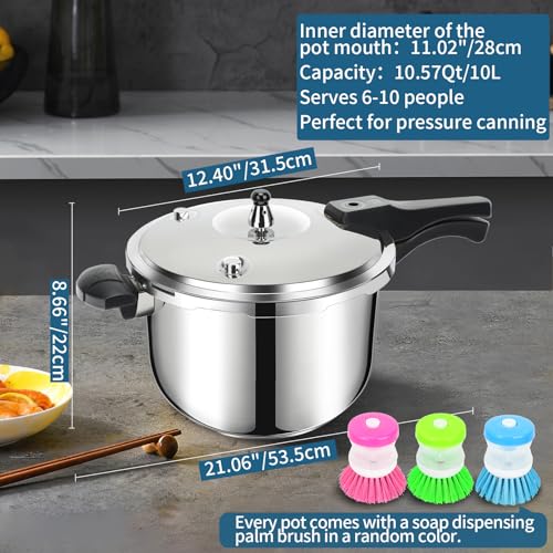 Stainless Steel Pressure Cooker 10 Quart (10.6 Quarts)