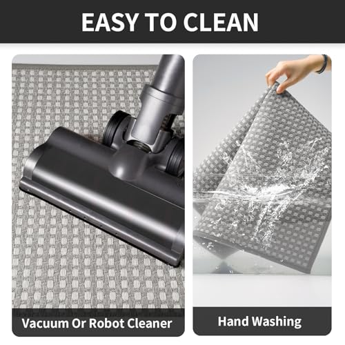Kitchen Rugs Kitchen Mats for Floor Non Slip Washable Gray 17" x47 (Light Grey / 17"x47")