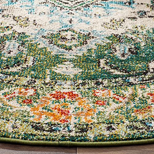 Monaco Round Rug 8' (8' (Round) / Forest Green/Light Blue)