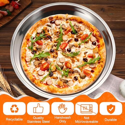 2 Pcs 16 Inch Large Deep Pizza Pans Stainless Steel Pizza Tray (16 Inch)