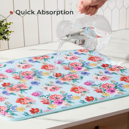 Dish Drying Mats 2 Pack (18''X24'' / Checkerboard Florals)