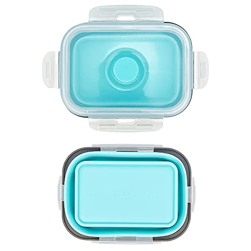 3piece Collapsible Food Storage Containers with Lids (blue with gray)