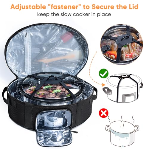 Insulated Slow Cooker Carrying Bag for 6 (Style A / Black)