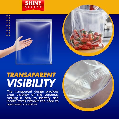 Extra Large Plastic Storage Bags With Zipper Top 3 Gallon 16" x 18" Jumbo Size Bag Heavy Duty 3 Mil Thick Clear X (12 Count)