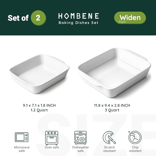HOMBENE Casserole Dish (Set of 2 (1.2QT/3QT))