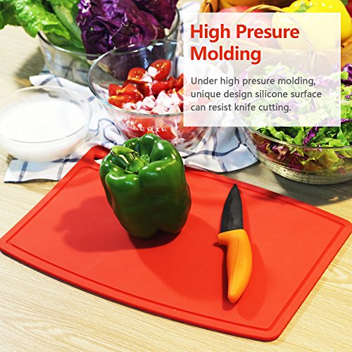 Thick Silicone Cutting Boards for Kitchen Silicone Chopping Boards (S+L / Red)