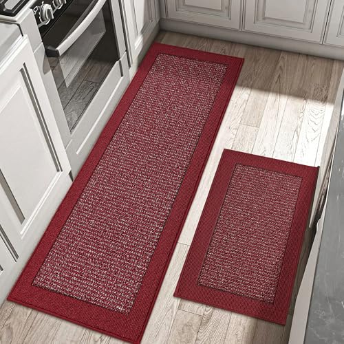 Kitchen Rugs Set of 2 (Red / 20"x32"+20"x48" (Rectangular))