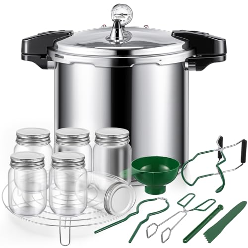 24qt Pressure Canner with 6 Mason Jars