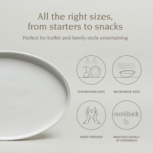 Over&Back Stackable Stoneware Serving Platter (Semi-matte White / 16" x 14" x 1.6")