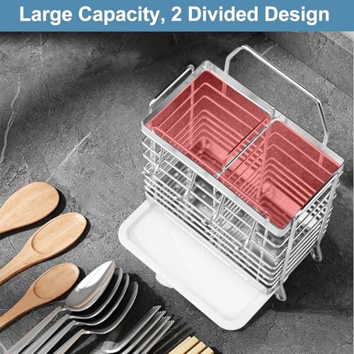 Utensil Holder (Silver / 2 Grids)