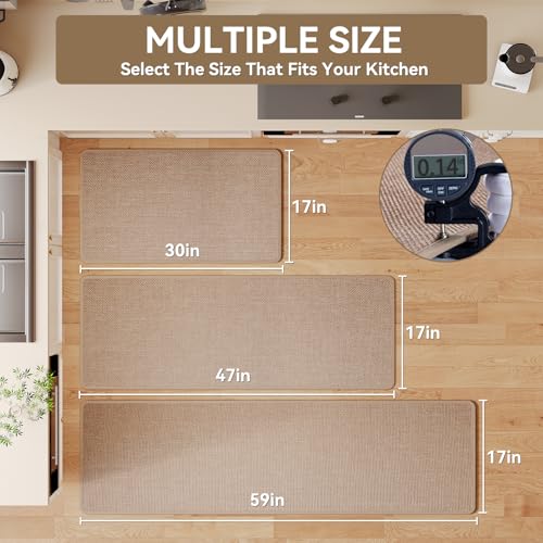 Long Kitchen Runner Rugs Kitchen Mat Non Slip Washable Brown 17"x71" (A- Brown / 17"x71")