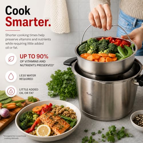Vitavit Premium Pressure Cooker with Steamer Insert (4.8 Quarts / Stainless Steel)
