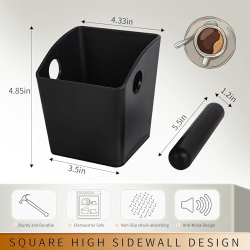 Knock Box Square High Sidewall Design Espresso Knock Box Shock (Square Knock Box)