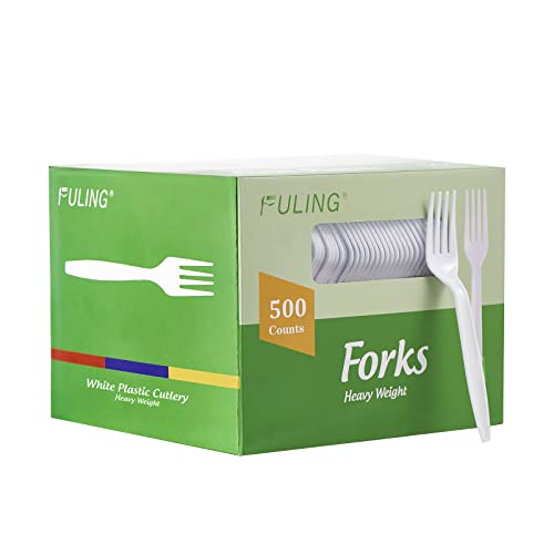 500 Count Heavy Duty White Plastic Forks Disposable Utensils Party Cutlery Heavyweight (fork)
