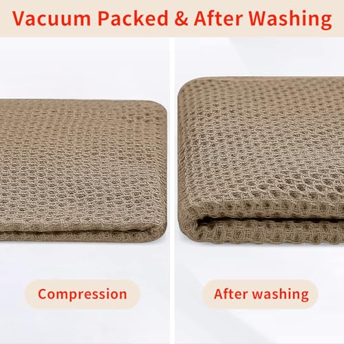 100% Cotton Waffle Weave Kitchen Dish Cloths 6 (Tan / 12 X 12 - 6 Pack)