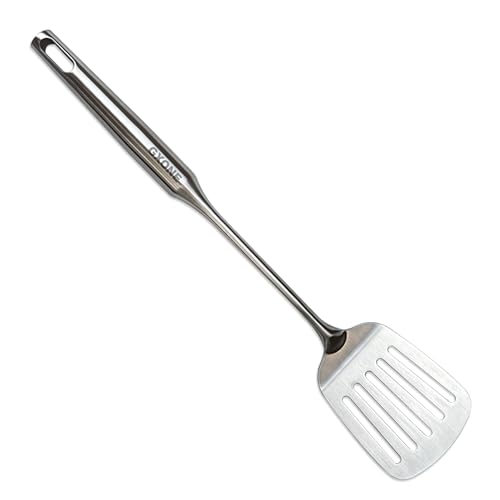 Slotted Turner & Spatula for Cast Iron Skillet Grilling Cooking (Slotted Spatula)