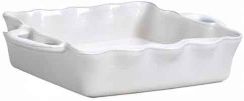 Casafina Ceramic 13.5" x 8.5" Rectangular Ruffled Baker - Cook & Host Collection, White | Oven & Dishwasher Safe Bakeware | Food Safe Glazing | Restaurant Quality Dinnerware