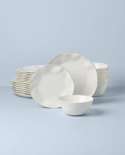 Blue Bay White Porcelain 24 (24-Piece Dinnerware Set, White)