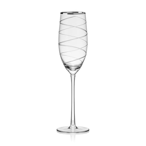 Cheers Set of 4 Platinum Rim Champagne Flutes