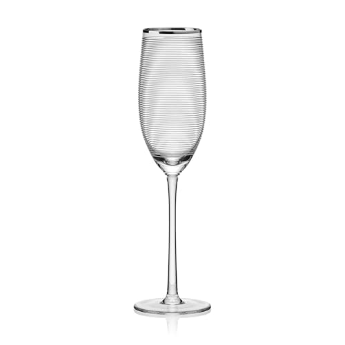 Cheers Set of 4 Platinum Rim Champagne Flutes