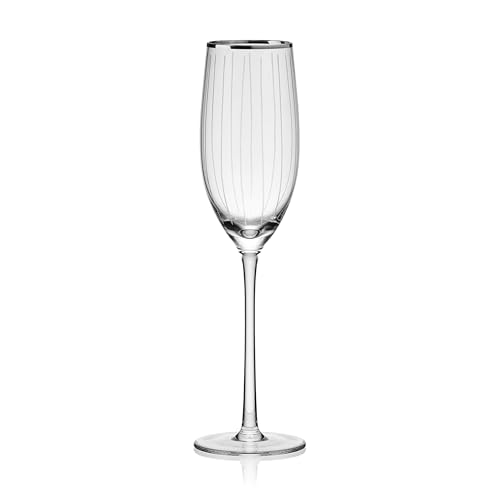 Cheers Set of 4 Platinum Rim Champagne Flutes