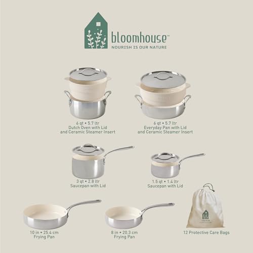 12 Piece Triply Stainless Steel Pots and Pans Cookware Set w