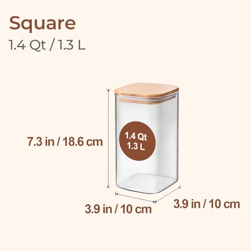 Glass Storage Containers with Lids 1.4 Qt (1.4 qt x 3)