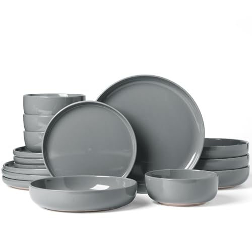 Milkyway 16 Piece Dinnerware Set with Pasta Bowls (Dark Gray / Service for 4 (Include Pasta Bowls))