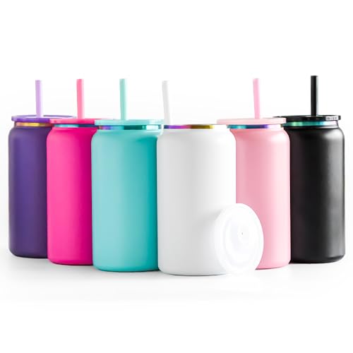 Stainless Steel Cups with Lids and Straws (Matte-Colored)