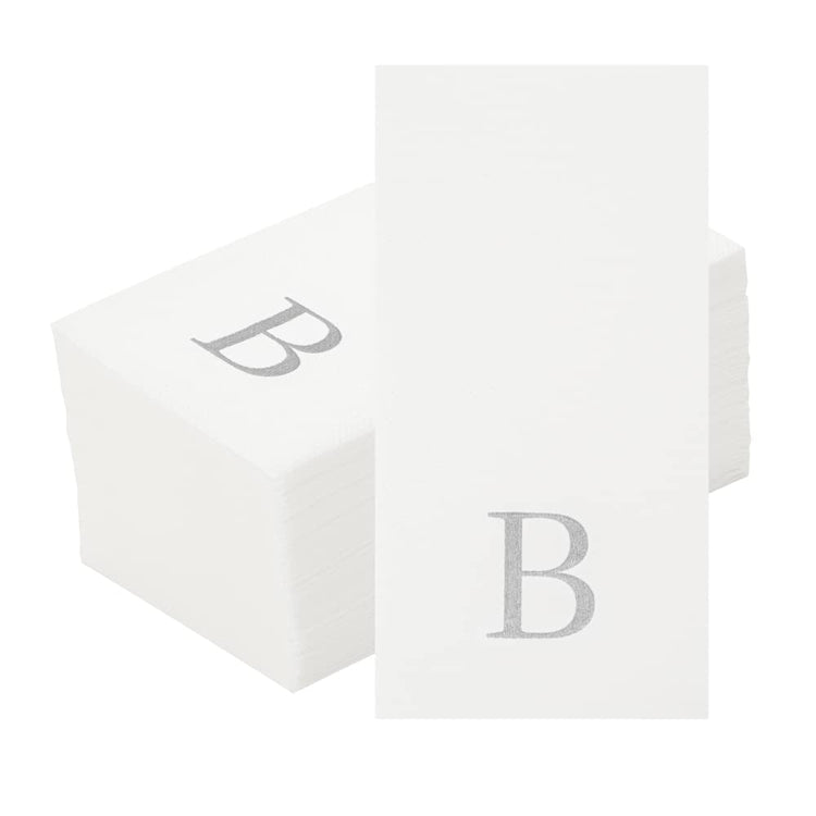 Paper Rectangle Silver Letter B Linen (50 Count)