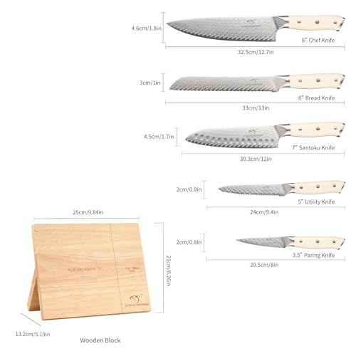 6 Piece Damascus VG10 Knife Set w