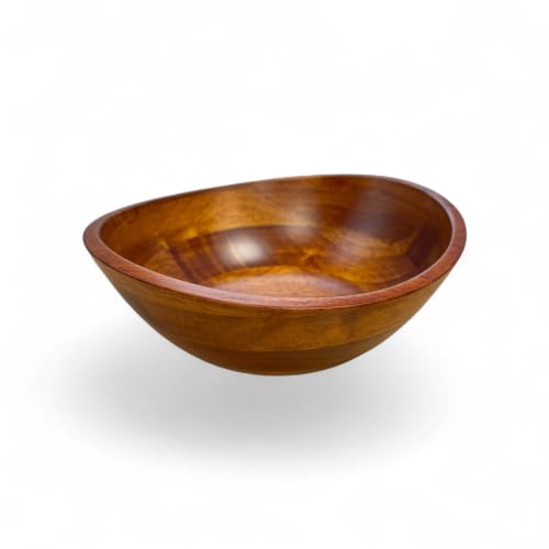 Rubberwood Wavy Rim Bowl with Cherry Finish for Fruits (Small)