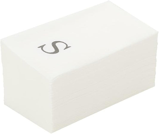 Luxenap 15.8 X 7.9 Inch Linen-Feel Guest Towels, 2000 Lettered Hand Towels - Silver Letter 'S', Sans Serif Font, White Paper Dinner Napkins, airlaid, For Restrooms And Tables - Restaurantware