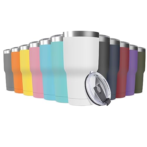 30oz Stainless Steel Travel Mug with Lid (Assorted Colors / 12 Count (Pack of 1))