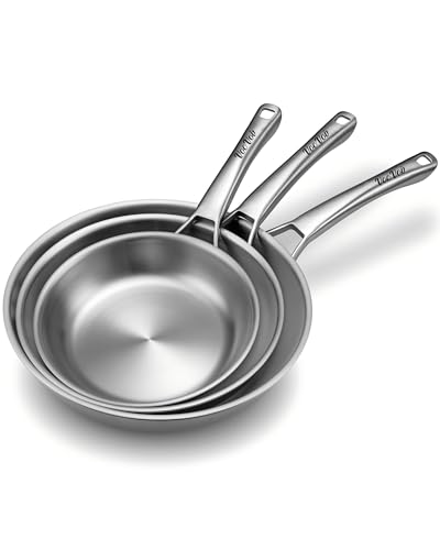 Tri Ply Stainless Steel Frying Pans Set (3 Count)